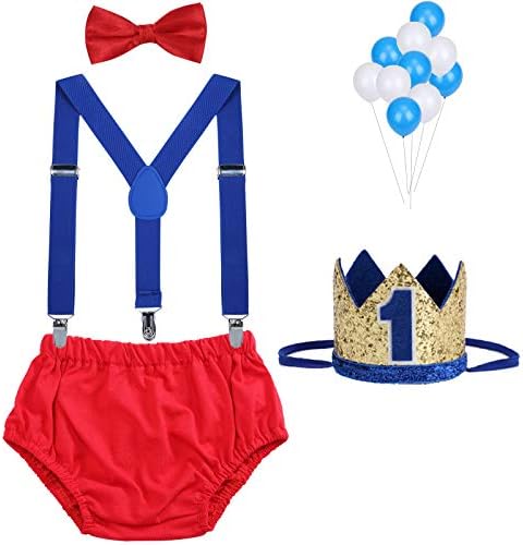 Baby Boys First Birthday Cake Smash Outfit Bow Tie Suspenders Bloomers Birthday Hat Sparkle Gold Set