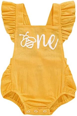 Baby Girls First Birthday Outfits Ruffle 1st Birthday Romper Backless Bodysuit Cake Smash Outfits