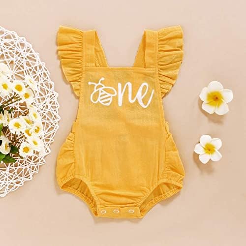 Baby Girls First Birthday Outfits Ruffle 1st Birthday Romper Backless Bodysuit Cake Smash Outfits
