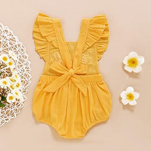Baby Girls First Birthday Outfits Ruffle 1st Birthday Romper Backless Bodysuit Cake Smash Outfits
