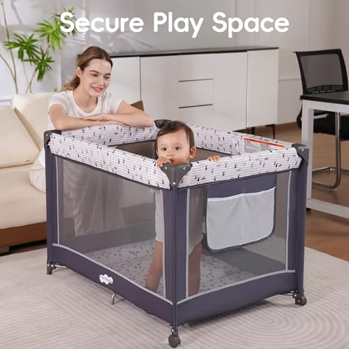 Pack and Play with Bassinet, Portable Playard for Baby