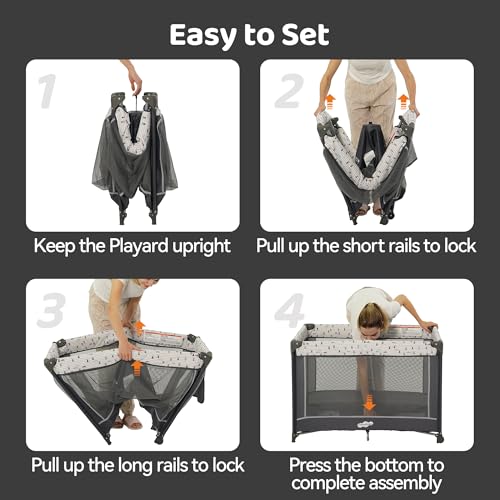Pack and Play with Bassinet, Portable Playard for Baby