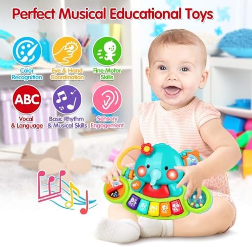 Baby Piano Toy 6 to 12 Months Light Up Music Baby Toys for 6 9 12 18 Months Early Learning Educational Piano Keyboard Infant Babies Girl Toy 1 Year Old Boy Girls Gift