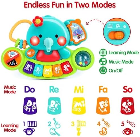 Baby Piano Toy 6 to 12 Months Light Up Music Baby Toys for 6 9 12 18 Months Early Learning Educational Piano Keyboard Infant Babies Girl Toy 1 Year Old Boy Girls Gift