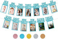 1st Birthday Photo Banner for Baby from Newborn to 12 Months, First Birthday Decorations for Boys Monthly Milestones Garland | First Photo Banner Pre-strung with Frame (Blue)