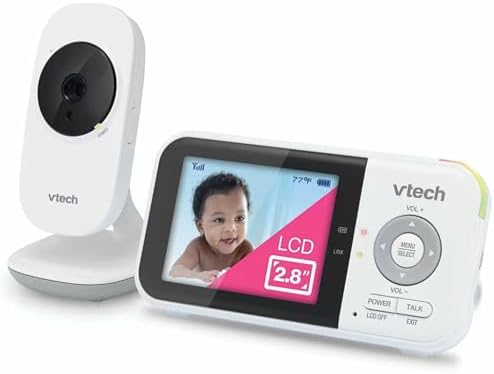 Baby Monitor No WiFi – 19Hr Video Battery, 1000ft Range, Night Vision, Two-Way Talk, Temperature Sensor, Sound-Activated Screen, Lullabies | VM819
