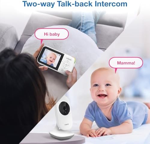 Baby Monitor No WiFi – 19Hr Video Battery, 1000ft Range, Night Vision, Two-Way Talk, Temperature Sensor, Sound-Activated Screen, Lullabies | VM819
