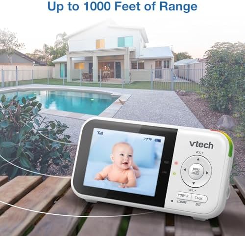 Baby Monitor No WiFi – 19Hr Video Battery, 1000ft Range, Night Vision, Two-Way Talk, Temperature Sensor, Sound-Activated Screen, Lullabies | VM819