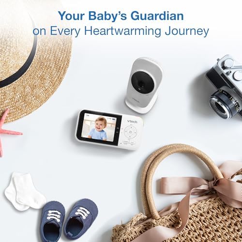 Baby Monitor No WiFi – 19Hr Video Battery, 1000ft Range, Night Vision, Two-Way Talk, Temperature Sensor, Sound-Activated Screen, Lullabies | VM819