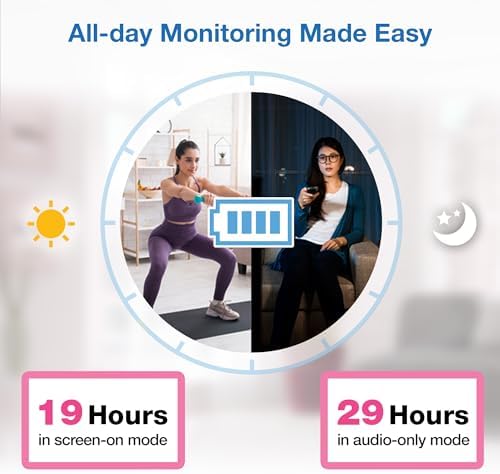 Baby Monitor No WiFi – 19Hr Video Battery, 1000ft Range, Night Vision, Two-Way Talk, Temperature Sensor, Sound-Activated Screen, Lullabies | VM819