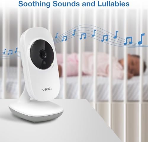 Baby Monitor No WiFi – 19Hr Video Battery, 1000ft Range, Night Vision, Two-Way Talk, Temperature Sensor, Sound-Activated Screen, Lullabies | VM819