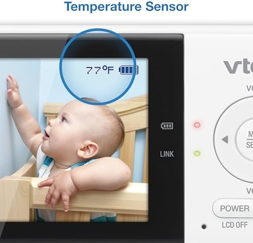 Baby Monitor No WiFi – 19Hr Video Battery, 1000ft Range, Night Vision, Two-Way Talk, Temperature Sensor, Sound-Activated Screen, Lullabies | VM819