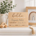 Baby Welcome Sign, Gender-Neutral Hello Baby Arrival Photo Prop, Hospital Birth Announcement, Newborn Birth Stats Board Photo Prop, 8.25" x 11", Wood