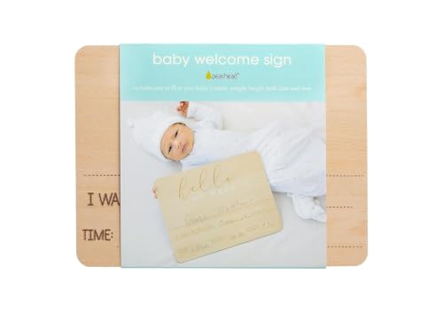 Baby Welcome Sign, Gender-Neutral Hello Baby Arrival Photo Prop, Hospital Birth Announcement, Newborn Birth Stats Board Photo Prop, 8.25" x 11", Wood