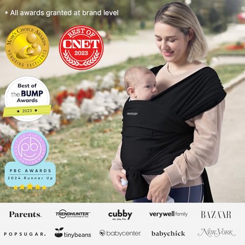 Baby Wrap Carrier, Easy to Wear Infant Carrier Slings, Lightweight Hands Free Baby Sling, Adjustable Baby Carriers for Newborn to Toddler 8-35 lbs, Black