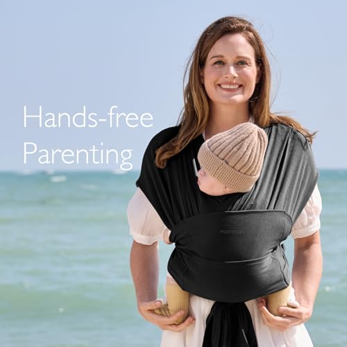 Baby Wrap Carrier, Easy to Wear Infant Carrier Slings, Lightweight Hands Free Baby Sling, Adjustable Baby Carriers for Newborn to Toddler 8-35 lbs, Black