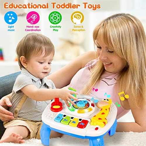Baby Toys 6-12 Months, Musical Learning Table Toys for 1 2 3 Year Old Boys Girls Early Education Activity Center Toys for 7 8 9 10 18 Months Kids Toddler Valentines'Day Birthday Gifts