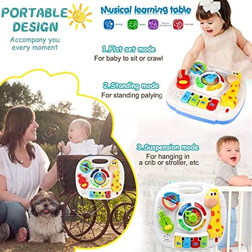 Baby Toys 6-12 Months, Musical Learning Table Toys for 1 2 3 Year Old Boys Girls Early Education Activity Center Toys for 7 8 9 10 18 Months Kids Toddler Valentines'Day Birthday Gifts