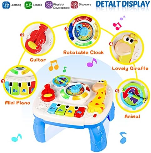 Baby Toys 6-12 Months, Musical Learning Table Toys for 1 2 3 Year Old Boys Girls Early Education Activity Center Toys for 7 8 9 10 18 Months Kids Toddler Valentines'Day Birthday Gifts