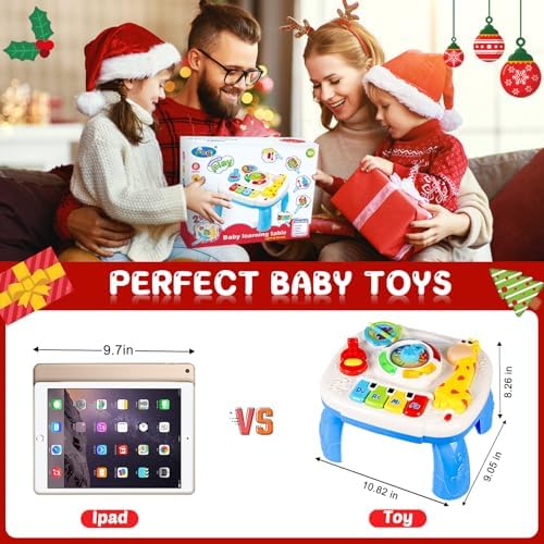 Baby Toys 6-12 Months, Musical Learning Table Toys for 1 2 3 Year Old Boys Girls Early Education Activity Center Toys for 7 8 9 10 18 Months Kids Toddler Valentines'Day Birthday Gifts