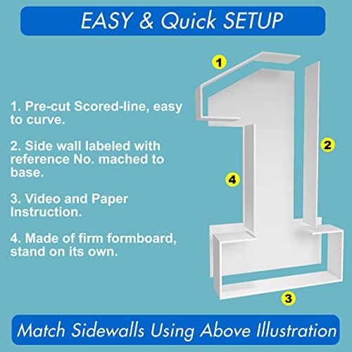 3FT Mosaic Balloon Frame Number 1 Light Up Numbers Pre-Cut Kit Thick Foam Board Decoration for Birthdays Anniversary Baby Shower