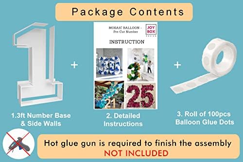 3FT Mosaic Balloon Frame Number 1 Light Up Numbers Pre-Cut Kit Thick Foam Board Decoration for Birthdays Anniversary Baby Shower