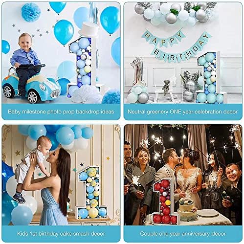 3FT Mosaic Balloon Frame Number 1 Light Up Numbers Pre-Cut Kit Thick Foam Board Decoration for Birthdays Anniversary Baby Shower
