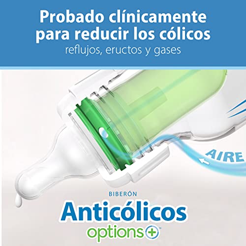 Natural Flow Anti-Colic Options+ Narrow Baby Bottle, 2 oz/60 mL, with Preemie Flow Nipple, 0m+, 4 Pack
