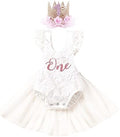 Baby Girl 1st Birthday Outfit Lace Tulle Romper Princess Tutu Dress Headband Shiny ONE Cake Smash Photo Shoot Clothes
