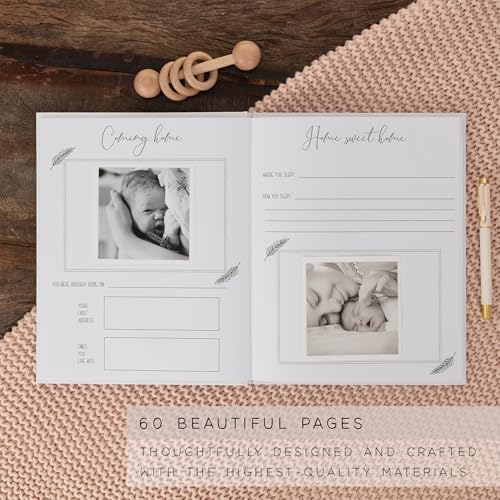 Baby Book Keepsake - Simple Baby Milestone Book for Boy or Girl - Baby Journal & Pregnancy Memory Book - Monthly Milestone Record Baby Books for Baby Shower - Modern Gender Neutral Style Gift for Moms