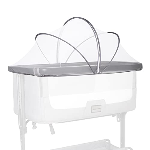 Bassinet Mosquito Net Cover, Breathable Mesh Canopy with 2-Way Zipper for Bedside Sleepers (White)