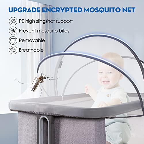 Bassinet Mosquito Net Cover, Breathable Mesh Canopy with 2-Way Zipper for Bedside Sleepers (White)