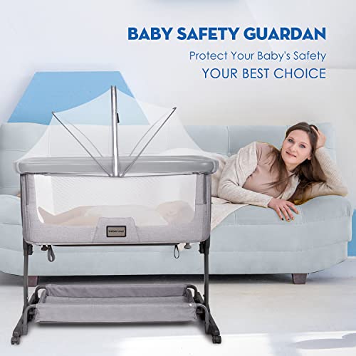 Bassinet Mosquito Net Cover, Breathable Mesh Canopy with 2-Way Zipper for Bedside Sleepers (White)