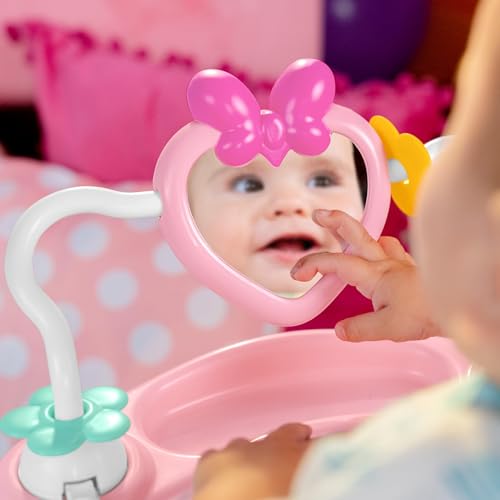 Disney Baby Minnie Mouse Forever Besties Baby Activity Center Jumper with 10 Toys, Lights & Sounds, 360-Degree Seat, 6-12 Months (Pink)