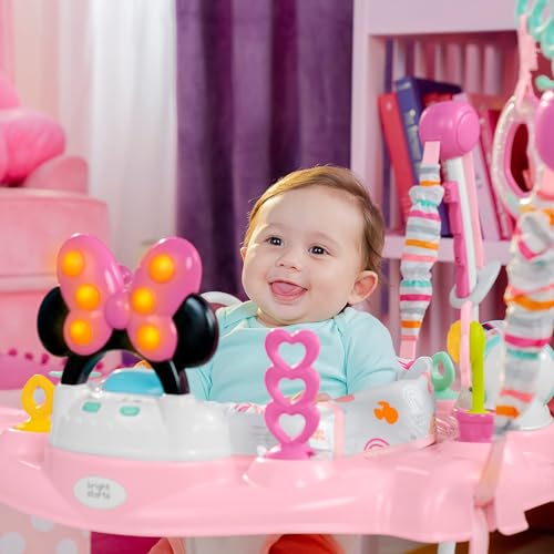 Disney Baby Minnie Mouse Forever Besties Baby Activity Center Jumper with 10 Toys, Lights & Sounds, 360-Degree Seat, 6-12 Months (Pink)