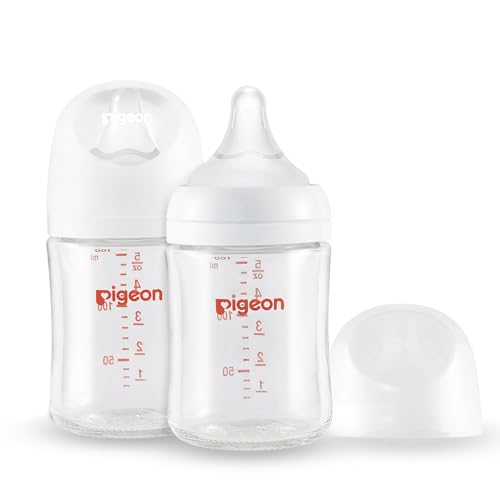 Glass Nursing Bottle Wide Neck, Anti-Colic, Streamlined Body, Natural Feel, Easy to Clean, Heat-Resistant, 5.4 Oz (Pack of 2), Includes 2pcs SS Nipples (0m+)