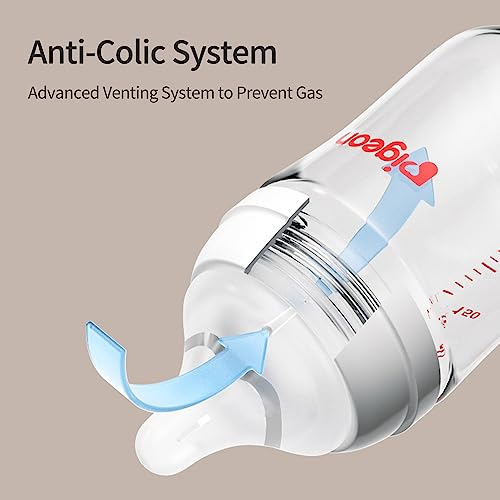 Glass Nursing Bottle Wide Neck, Anti-Colic, Streamlined Body, Natural Feel, Easy to Clean, Heat-Resistant, 5.4 Oz (Pack of 2), Includes 2pcs SS Nipples (0m+)