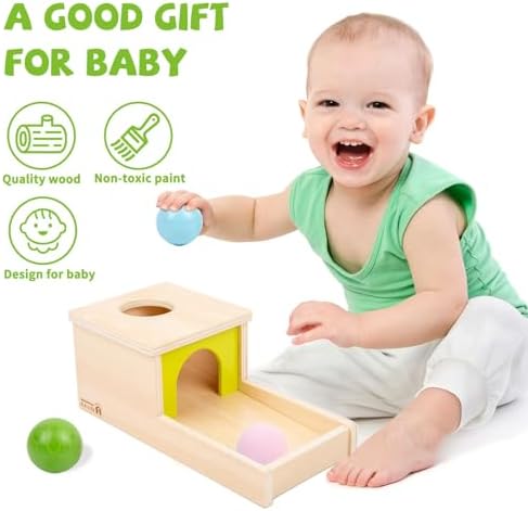 Object Permanence Box with Tray Three Balls Montessori Toys for 6-12 Months Baby 1 Year Old Infant Toddler Typical