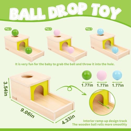 Object Permanence Box with Tray Three Balls Montessori Toys for 6-12 Months Baby 1 Year Old Infant Toddler Typical