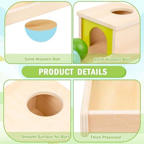 Object Permanence Box with Tray Three Balls Montessori Toys for 6-12 Months Baby 1 Year Old Infant Toddler Typical