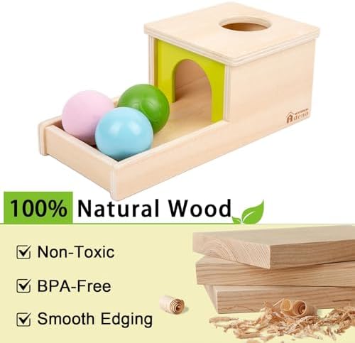 Object Permanence Box with Tray Three Balls Montessori Toys for 6-12 Months Baby 1 Year Old Infant Toddler Typical