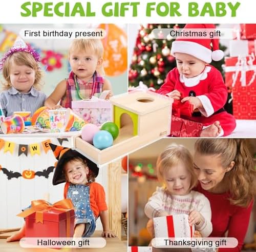 Object Permanence Box with Tray Three Balls Montessori Toys for 6-12 Months Baby 1 Year Old Infant Toddler Typical