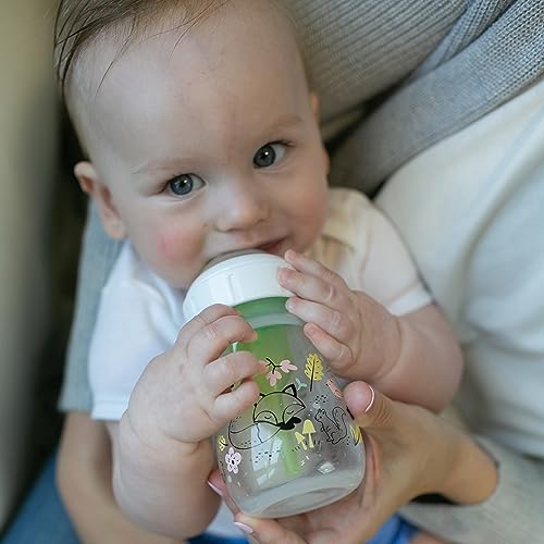 Anti-Colic Options+ Wide-Neck Baby Bottle Designer Edition Bottles, Woodland Decos, 5 oz/150 mL, Level 1 Nipple, 0m+, 2-Pack