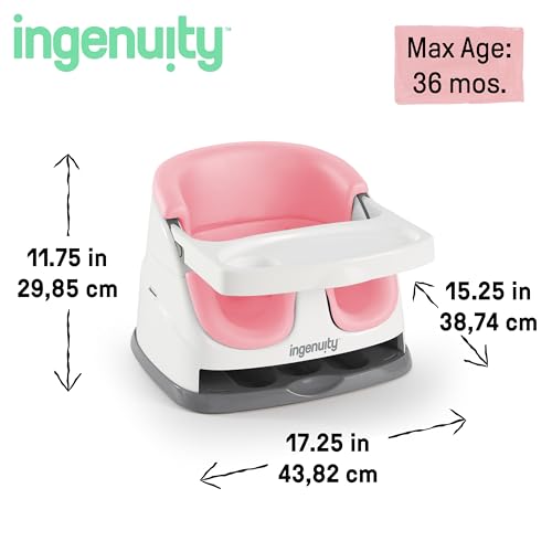 Baby Base 2-in-1 Booster Feeding and Floor Seat with Self-Storing Tray - Peony