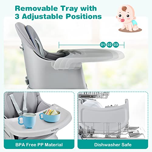 Baby High Chair, 8 in 1 Convertible Highchair for Babies & Toddlers | Booster Seat | Table and Chair Set | Building Block Table | Toddler Chair with Safety Harness, Removable Tray (Gray)
