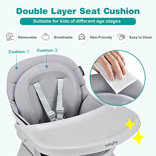 Baby High Chair, 8 in 1 Convertible Highchair for Babies & Toddlers | Booster Seat | Table and Chair Set | Building Block Table | Toddler Chair with Safety Harness, Removable Tray (Gray)
