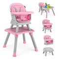 Baby High Chair, 8 in 1 Convertible Highchair for Babies & Toddlers | Booster Seat | Table and Chair Set | Building Block Table | Toddler Chair with Safety Harness, Removable Tray (Pink)