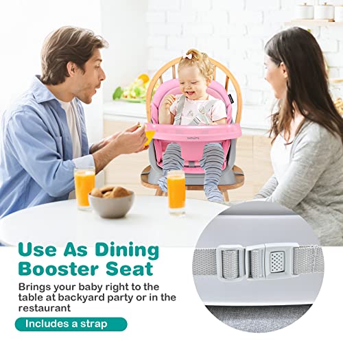 Baby High Chair, 8 in 1 Convertible Highchair for Babies & Toddlers | Booster Seat | Table and Chair Set | Building Block Table | Toddler Chair with Safety Harness, Removable Tray (Pink)