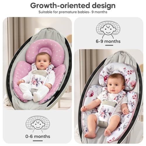 Infant Insert Compatible with 4moms Mamaroo & Graco Swing and Infant Car Seat, Stroller, Other Baby Swing, Rocker, Bouncer, Bassinet Newborn Insert Head & Body Support Cushion, Reversible Design