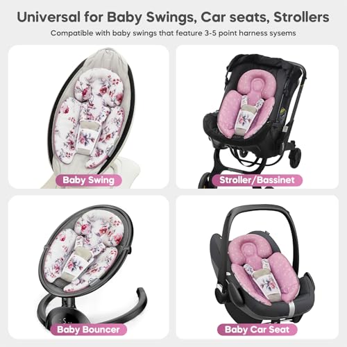 Infant Insert Compatible with 4moms Mamaroo & Graco Swing and Infant Car Seat, Stroller, Other Baby Swing, Rocker, Bouncer, Bassinet Newborn Insert Head & Body Support Cushion, Reversible Design